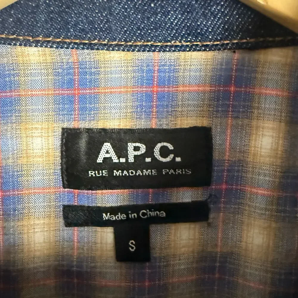 A.P.C. Indigo Anthonin Denim Patch Pocket Button Front Jean Jacket Size Small - Picture 13 of 16